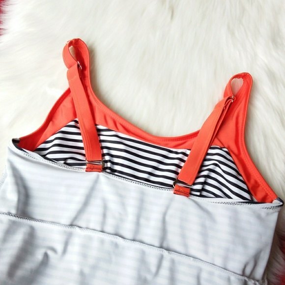 Black & White Orange Trim Modest Swim Set Sz M - Picture 5 of 8